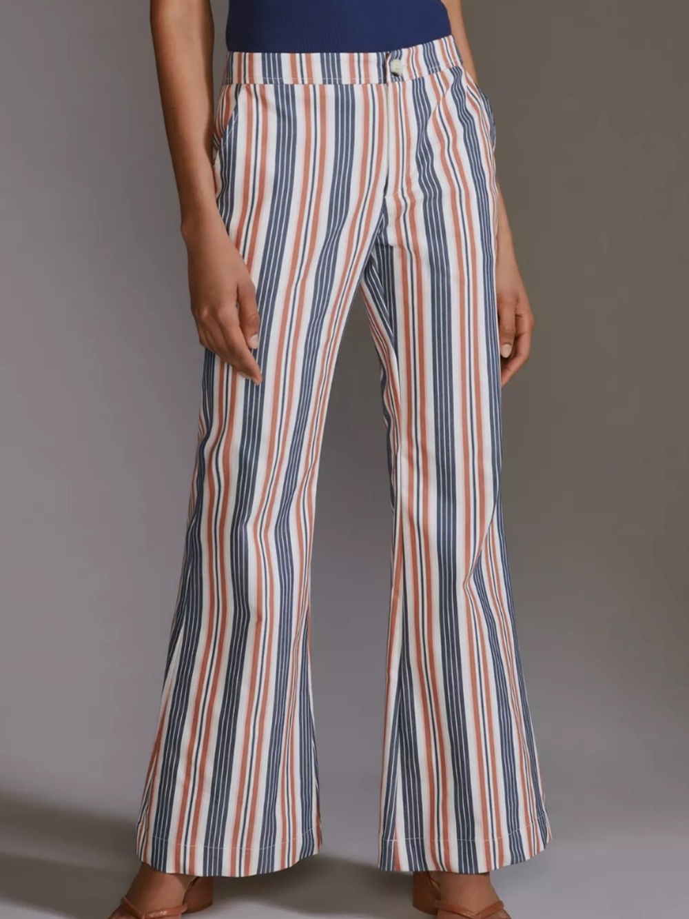 By Anthropologie Low-Rise Striped Flare Pants Womens Size 6